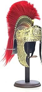 Roman Emperors Praetorian Guard Medieval Brass Helmet with Red Plume