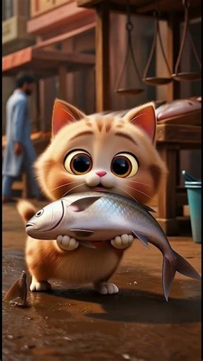 Milo and the Fish He Couldn’t Carry#cat #shortvideo #shortsfeed #shorts #animalstory #cartoon
