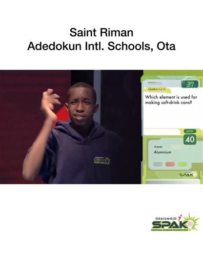 InterswitchSPAK on Instagram: "His name is Saint!!!! Comonnnn!!🔥🔥🔥👏🏾👏🏾👏🏾 Catch more SuperSPAKS tomorrow in Episode 11. The semi-finals are fireeeee! Airing Times - Our social media platforms - Sundays 6PM - DSTV Africa Magic Family 154 - Sundays 6PM - AIT Network - Sundays 5:30PM - Repeat on Africa Magic Family 154 - Tuesdays 5PM"