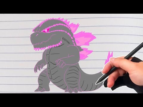 HOW TO DRAW GODZILLA MINI CUTE/By Peerada