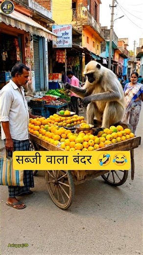 सब्जी वाला बंदर part-1 😂🤣 #comedy#monkey ‎⁨‎⁨‪@thethar_puns‬ ‎⁨‪@AaluPyajJoke‬ #funny