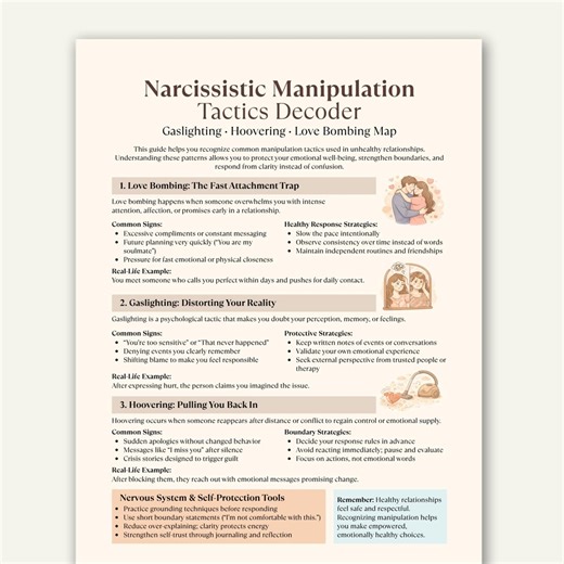 Narcissistic Manipulation Cheat Sheet, Gaslighting Hoovering Love Bombing Guide, Toxic Relationship Recovery Printable PDF - Etsy