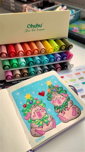 Let’s draw with new Ohuhu Acrylic Markers #ohuhumarkers #ohuhu #acrylicmarkers #christmas