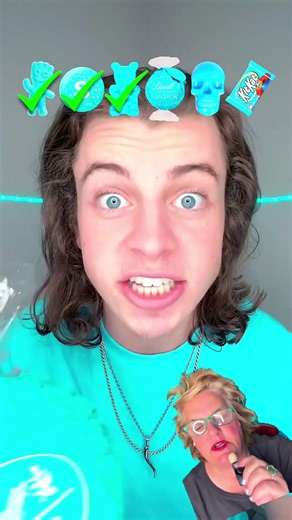 Giant ASMR Blue Candy Eating #shorts #skittles #gummybear #greenscreen