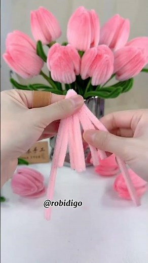 Tutorial membuat bunga Tulip dari Kawat Bulu #handmade #crafts #bungatulip #kawatbulu #pipecleaner