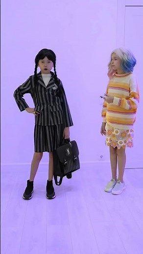 Alice getting dressed in her favorite dresses for school like Wednesday Addams!#kidsvideo