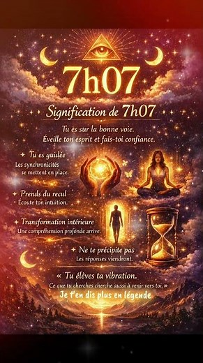signification de l'heure miroir 07h07 #spiritualité #heuremiroir #777 #message #coeurdobsidienne