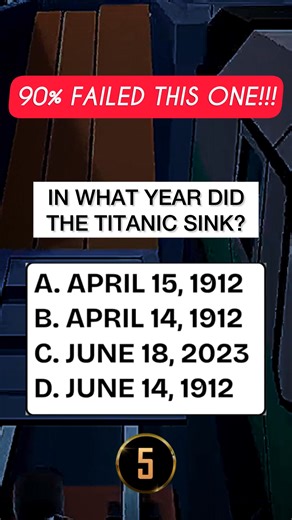 IN WHAT YEAR DID THE TITANIC SINK? #quiz #QuizTime #fun #noblequiz #fblifestyle | iPhone Series