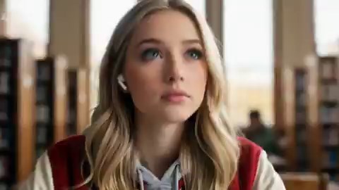 My second entry for story driven ad film @renoiseai PromptCinematic 4K 60fps realistic live-action spec advertisement, high-production film look, shot on film with subtle grain, warm natural indoor lighting, soft filmic color grading in earthy beige-brown tones with red accents.PART 1 — Establishing Atmosphere (0:00–0:08)Wide cinematic establishing shot of a cozy college library with tall beige bookshelves filled with colorful books, warm sunlight streaming through large windows creating soft hi