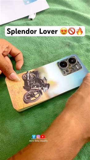 #shorts 🔥 Splendor Bike Mobile Back Skin..#splendor #akhilbikemodify #modified #mobile #shortsfeed