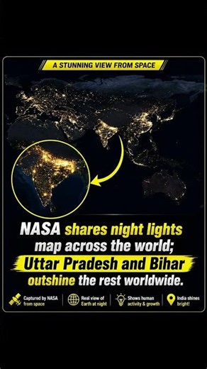 NASA Night Lights Map Reveals India’s Brightest Regions 🇮🇳✨ | Uttar Pradesh & Bihar Shine