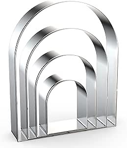Arch Cookie Cutter Set Large - 5 Inch, 4 Inch, 3 Inch, 2 Inch - Arched Door Geometric Frame Plaque Cookie Cutters Shapes Molds - Stainless Steel