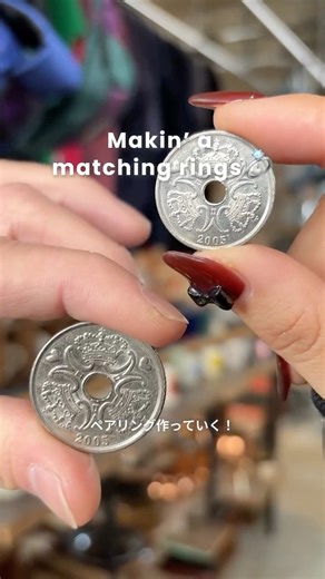 COIN LUCK┊Coin Ring Experience Japan on Instagram: "💍 Making matching rings together ♡ Create a coin ring and a special memory at the same time ✨ Finished in about 1 hour & you can wear it home the same day 🫶🏻 We also sell coin rings and pendants — feel free to stop by! 📲 Book on our website via the link in our profile! ☞ @coinluck.experience 📅 You can check the availability calendar on the LINE app and book instantly. ⏳ Reservations open 2 months in advance – secure your spot before it’s f