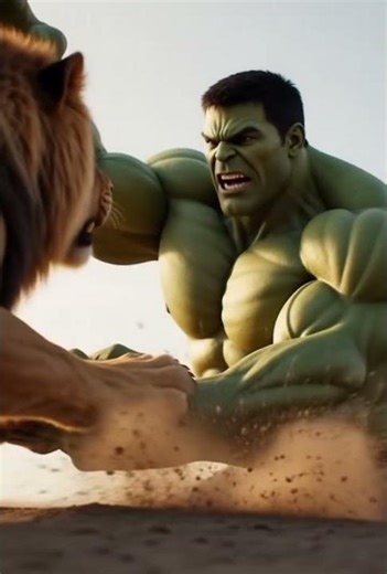 Hulk vs Lion fight all cartoon #aihulk #deshihulk #hulkvsvenom #hulk #desihulk