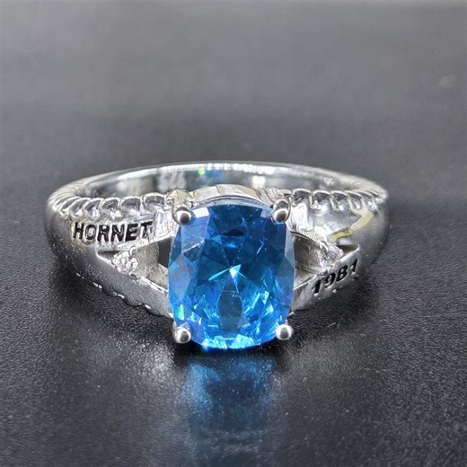 Vintage 1981 Hornet Class Ring With Blue Topaz Stone, Sterling Silver 925, Retro High School Graduation Jewelry, Personalized School Ring - Etsy