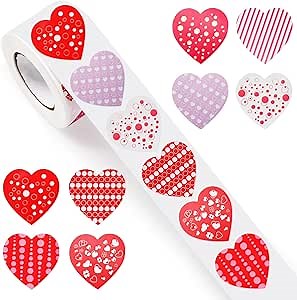 500 Pieces 1.5 Inch Valentine's Day Stickers Roll - Red Heart Stickers Self-Adhesive Love Decorative Seal Labels for Valentines Day or Wedding Decorations Accessories Party Favor Supplies (Style B)