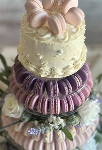 Wedding Day Macaron Tower and Cake Delight