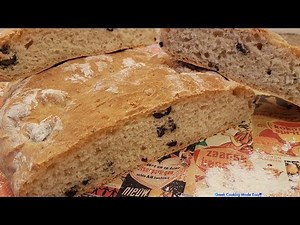 Greek Olive Bread - Eliopswmo (no knead) - Ελιόψωμο