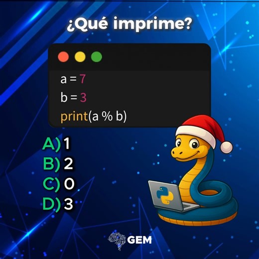 📌 ¿Qué imprime este programa en Python? Solo los que dominan operadores lo saben 😏 ¿A, B, C o D? | GEM EDUCA