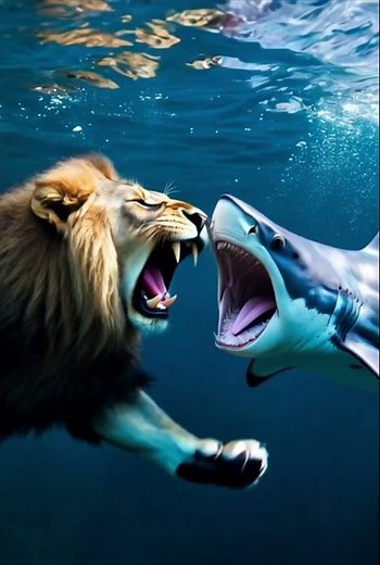 Lion vs Shark Underwater 🦁🦈 | The Craziest Animal Fight Ever