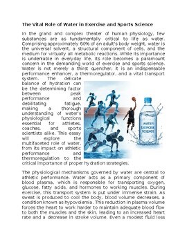 Water in Exercise & Sports Science Worksheet Classwork Homework