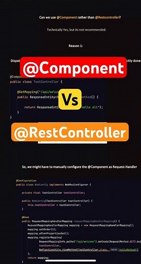 Spring boot Short: Controller vs RestController #softwareengineer #springboot #java