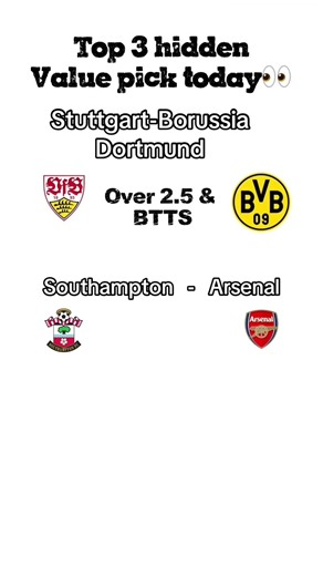 Today’s Matches Predictions⚽️Barcelona,Atletico Madrid,Stuttgart,Borussia Dortmund,Arsenal,