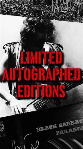 Black Sabbath fans, this is your moment. For the first time ever, Paranoid, Master of Reality, and Black Sabbath are available with my autograph in never-before-signed signature colors. Each piece features premium stickering and the option for JSA authentication for serious collectors. Extremely limited. Once they're gone, they're gone! | Geezer Butler