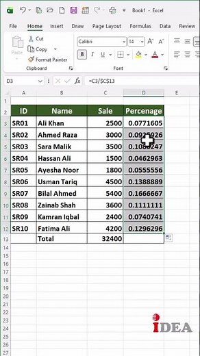 How to Calculate Sales Percentage in Excel (Quick Trick) | Excel Sales Percentage Formula #excel