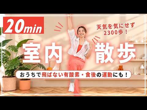 【20分室内散歩】雨の日も自宅でできる有酸素運動！約2,300歩歩ける室内ウォーキング！