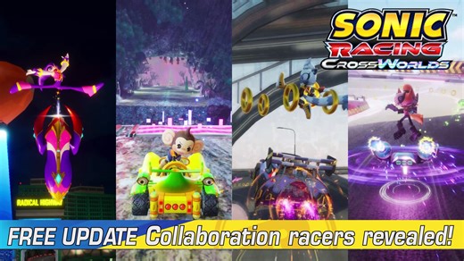 More Collab Racers Join the Roster!: 🌙NiGHTS (NiGHTS: Journey of Dreams) 🍌AiAi (Super Monkey Ball) 📚Tangle, and Whisper (IDW Sonic the Hedgehog Comic) to be available in the upcoming free updates! #SonicRacingCrossWorlds | Sonic The Hedgehog SEA