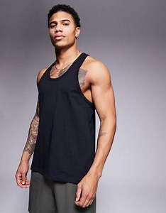 4505 Icon cotton stringer tank top with quick dry finish in black  | ASOS