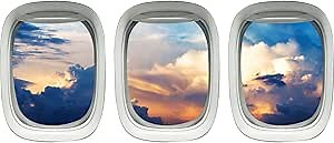 VWAQ - Airplane Window Decals for Kids Room - Aircraft Vinyl Wall Mural Sticker -PPW35