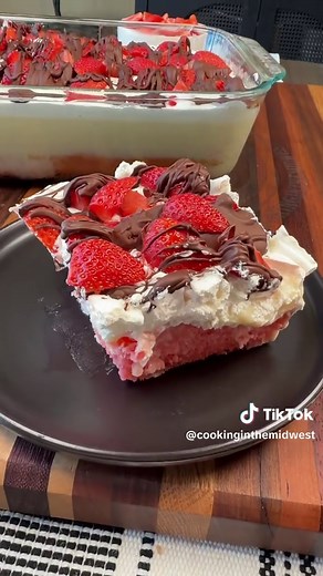 Chocolate Covered Strawberry Poke Cake Recipe