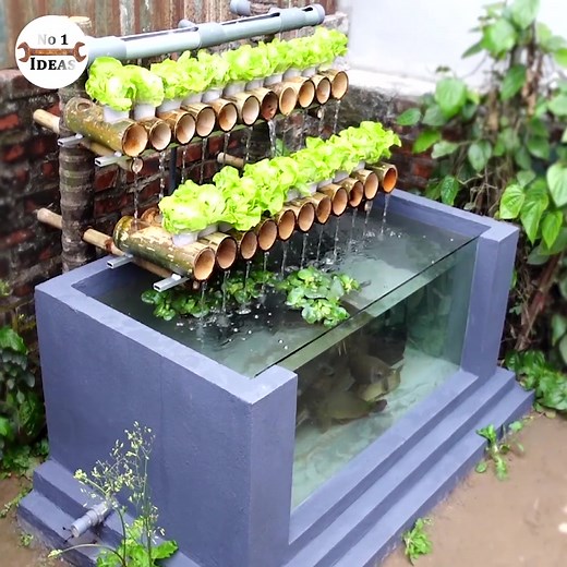 Home Made Backyard Fish Pond with DIY Vegetable Garden