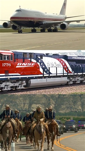 Trump's busy day with a plane, train, automobile and horses
