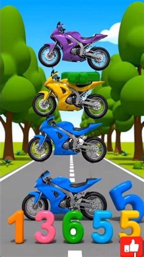 Counting 🏍️ Colorful Motorbikes 🌈 | Kids Learning Video