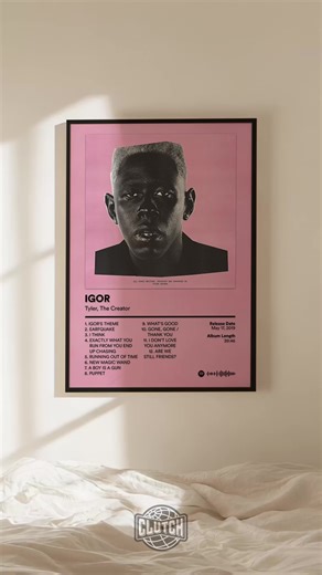 Link in bio for posters ✅🔥 Artwork inspired by Tyler, The Creator’s bold visuals and genre-defying creativity. Comment below your favourite Tyler track 👇 #tylerthecreator #postersetup #musicposter #aestheticroom #wallart