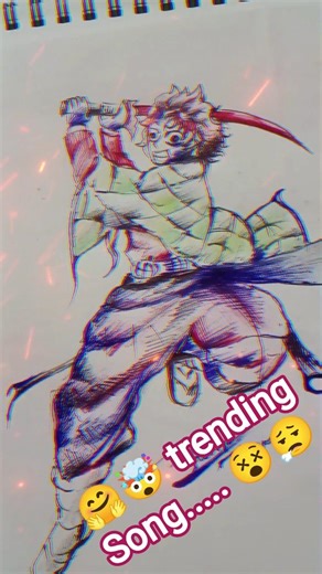 Demon Slayer Kyojuro Rengoku & Tanjiro Kamado drawing 3DDraw Tanjiro & Nezuko#artist #viralshorts