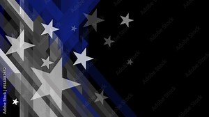 4k animation US flag with a thin blue line - a sign to honor and respect American police, army, and military officers. US national flag abstract geometric vector banner with a triangular pattern. Moti Stock Video
