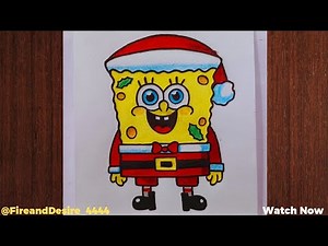 How to draw spongebob squarepants santa