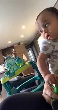 Baby Gets Scared of Vacuum Cleaner While Dad Puts It on His Arm to See His Reaction