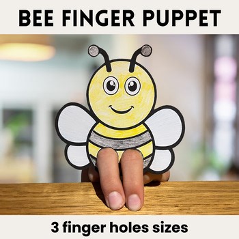 Bee finger puppet, color cut and paste craft, insect finger puppet