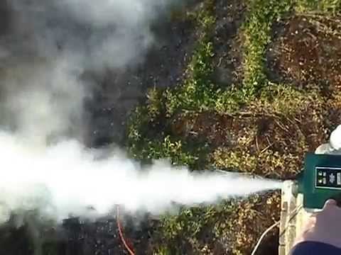 Smoke machine with 30% glycerine in distilled water.
