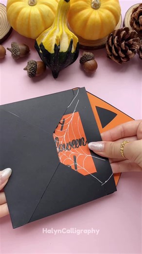 Halyn Calligraphy on Instagram: "Easy DIY Happy Halloween Card 🎃"