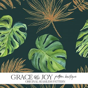 Tropical Monstera Leaf Pattern, Green Gold Print on Demand, Vibrant Leafy Seamless, Jungle Vibe, Digital Download, Lush Commercial Use - Etsy UK