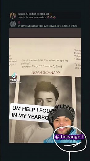 ON THE YEARBOOK IS DIABOLICAL... i luv it #strangerthings #season5 #netflix #noahschnapp #funny