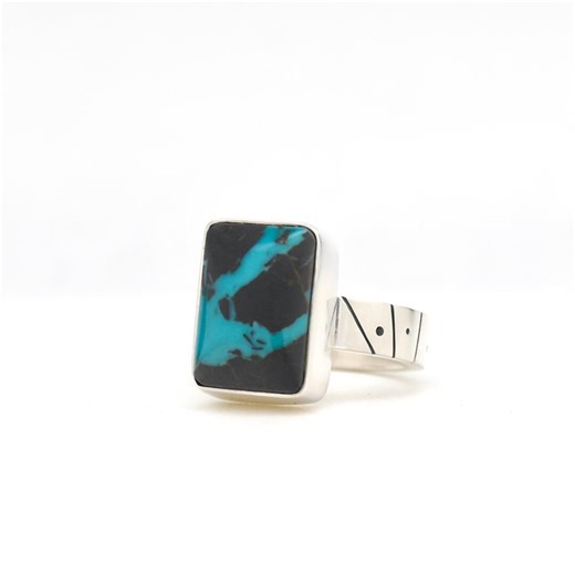 Blue Moon Ribbon Turquoise Ring Handmade Silver Ring Made in USA Southwestern Jewelry - Etsy