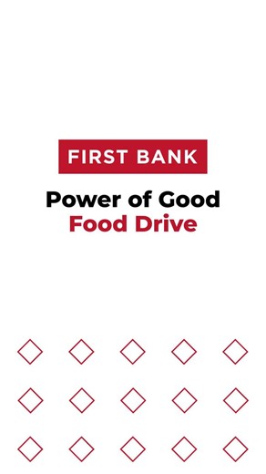 Our neighbors need us! 💙 There's still time to join our Power of Good Food Drive. Visit your local First Bank to donate — whether it's one can or a full bag, your generosity directly impacts families right here in our community. #PowerofGood | First Bank