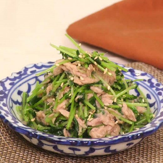 さっぱり簡単副菜！ 豆苗とツナのめんつゆ和えのレシピ動画・作り方 | デリッシュキッチン